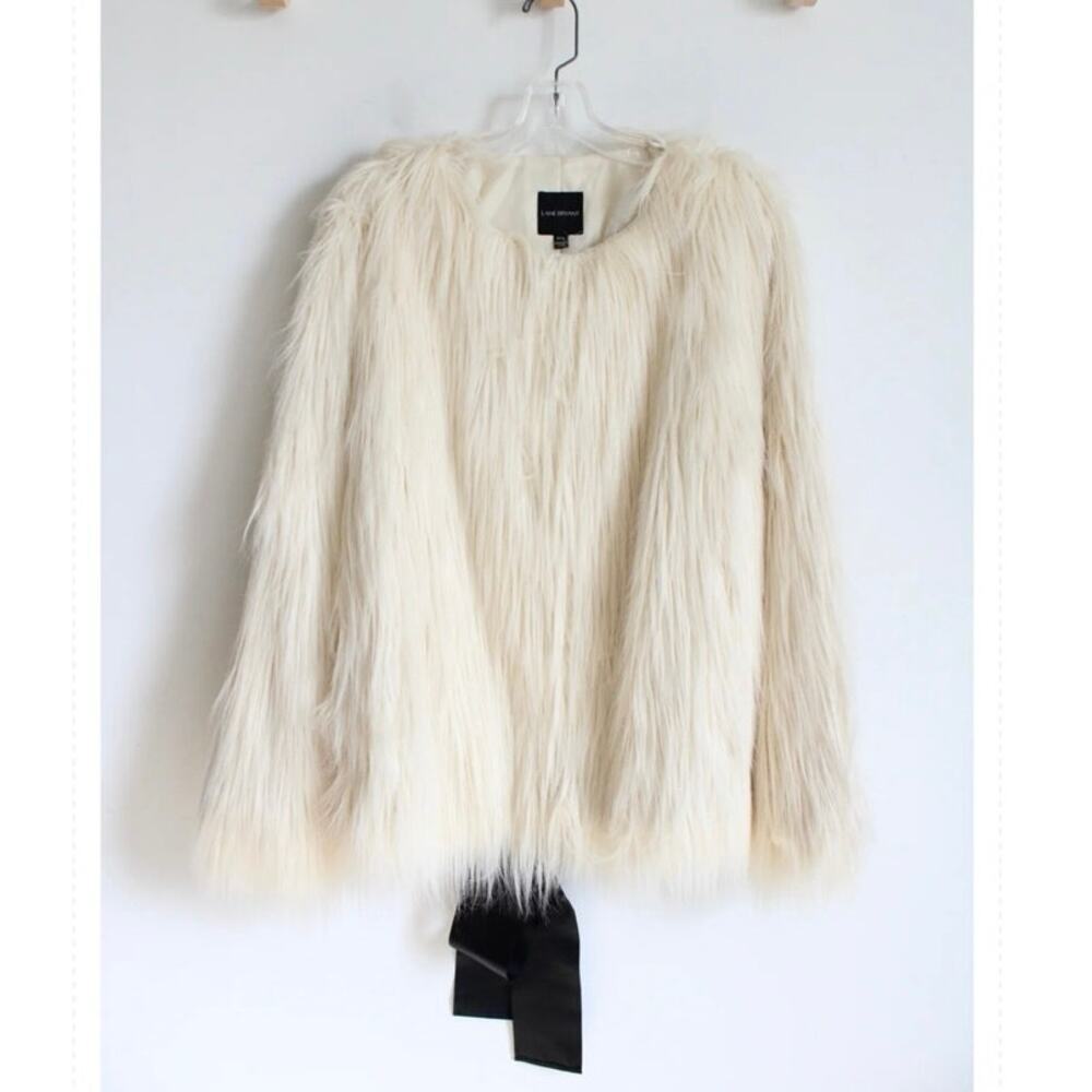 Lane Bryant shaggy faux fur off white coat size 14/16 - Picture 3 of 6
